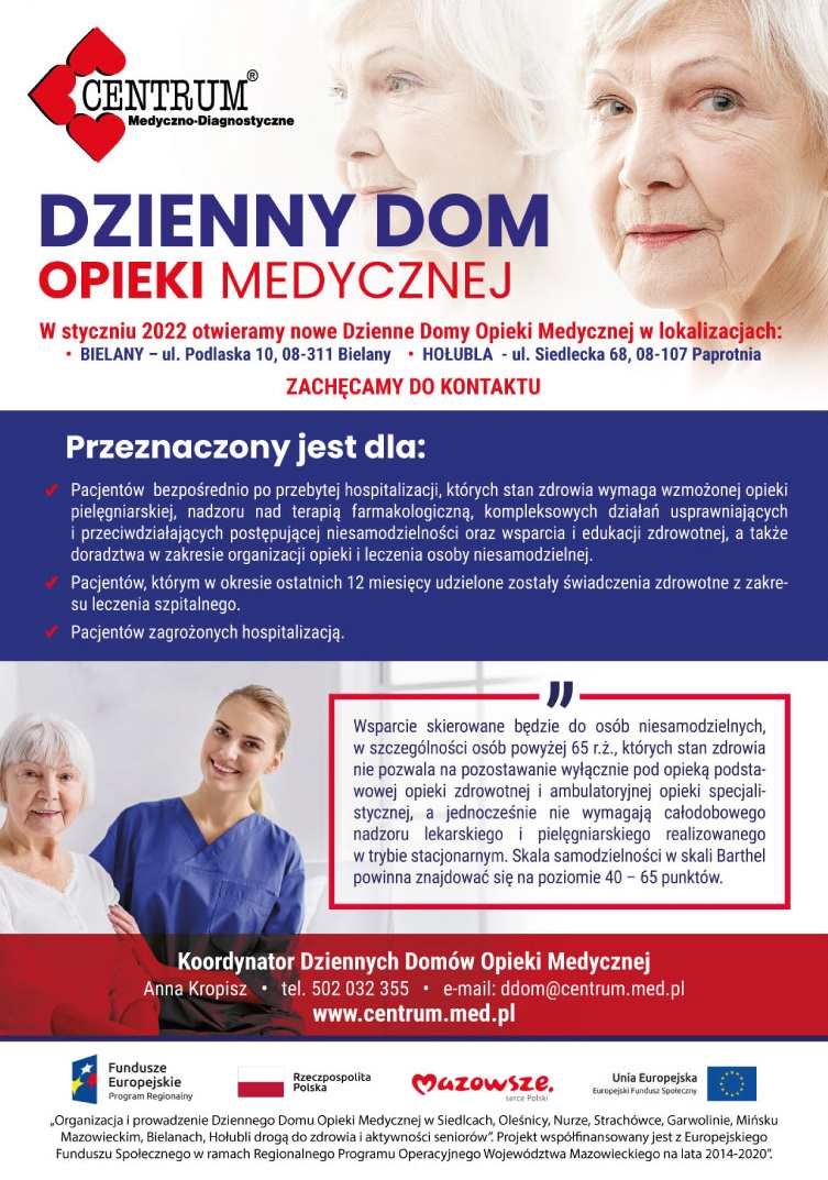 Plakat- Dzienny Dom Opieki Medycznej